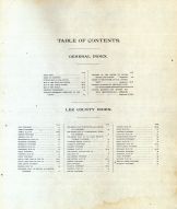 Table of Contents, Lee County 1900